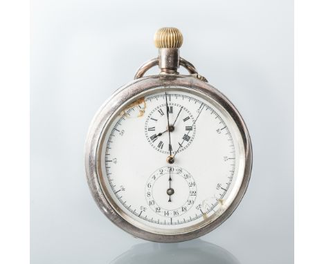 FINE SILVER LE TATTERSALL CHRONOGRAPH POCKET WATCH BY JOHN BOYD
c1900, keyless wind "Le Tattersall Chronographe" movement num