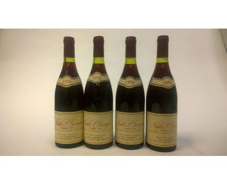 NUITS St GEORGES 1974 1er Premier Cru (4) A.C. Nuits-Saint-Georges, Cote-d'Or, France, bottled for Tim Marshall. 74cl. 4 bott
