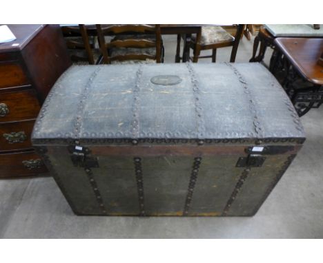 A 19th Century French dome top fitted steamer trunk