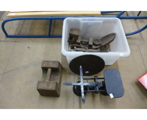 Two sets of scales &amp; assorted weights
