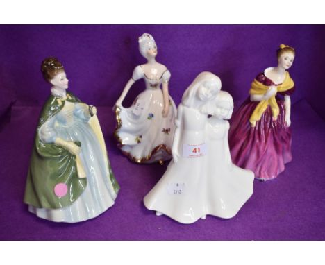 Two Royal Doulton Figurines, Premiere HN2343 and Adrienne HN2152 along with a Royal Worcester Figurine, Moments Friendship.