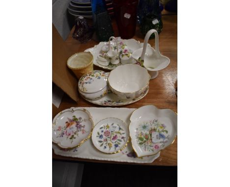 A selection of display ceramics including Royal Worcester and Aynsley