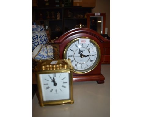 A brass cased carriage clock by Smiths and similar Highlands mantle clock