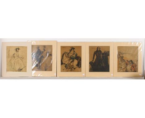 William Nicholson (1872-1949), Characters of Romance, five chromolithographs to include Sophia Western, Miss Fotheringhay and