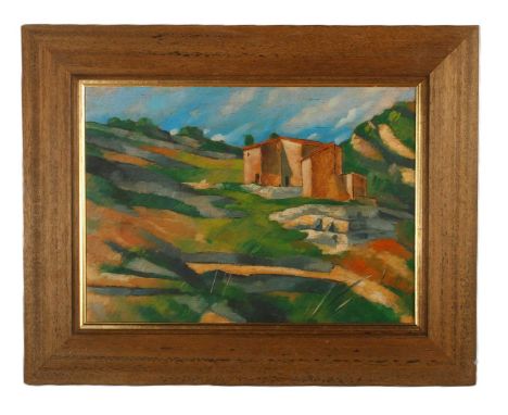 After Paul Cezanne, 20th century, Houses in Provence: The Riaux Valley near L'Estaque, oil on panel, 39 x 52cm