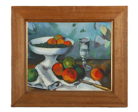 After Paul Cezanne, 20th century, Still Life with Fruit, oil on panel, 40 x 48cm