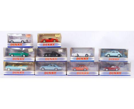 A collection of 10x Dinky Matchbox cars part of the 'Dinky Collection. Cars include; DY-6 1951 VW, DY-20 1960 Triumph, DY-27 