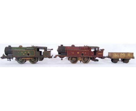 A set of 2x Hornby 0 gauge stream trains and rail car. LMS locomotive &amp; LNER locomotive. No keys. All loose.&nbsp;

POSTA