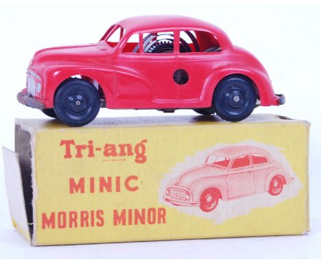 An original clockwork scale model Tri-ang Minic Morris Minor. No key. Within original box.&nbsp;

POSTAGE: Worldwide Postage 