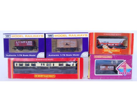 A collection of 5x original Hornby 00 gauge locomotives and cars. To include; GWR Restaurant car R.157, R.249 MGR Hopper Wago