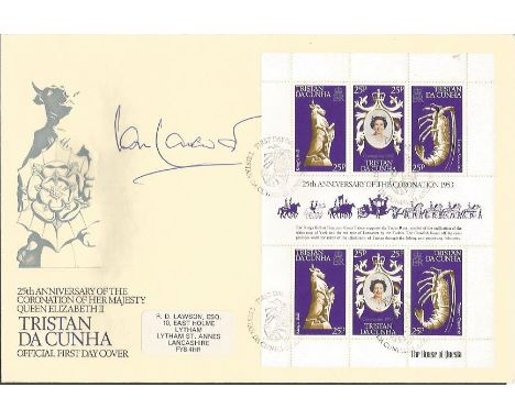 Ian Lavender Dads Army actor signed Tritan Da Cunha 25th ann Coronation FDC Good condition. All signed items come with Certif
