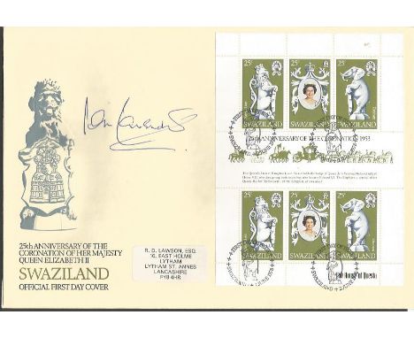 Ian Lavender Dads Army actor signed Swaziland 25th ann Coronation FDC Good condition. All signed items come with Certificate 