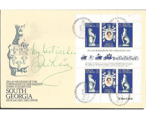 Ian Lavender Dads Army actor signed South Georgia 25th ann Coronation FDC Good condition. All signed items come with Certific