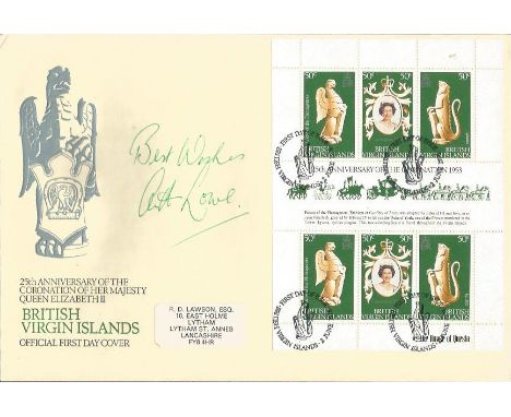 Arthur Lowe Dads Army actor signed British Virgin Islands 25th ann Coronation FDC Good condition. All signed items come with 