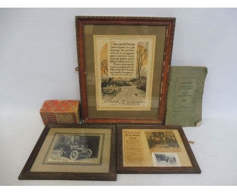 A framed and glazed pictorial Dunlop advertisement, an extract from Punch The London Charivari January 6th 1926, plus an earl
