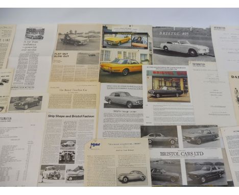 A Bristol 405 Drophead Coupe leaflet plus an assortment of other Bristol paperwork. 