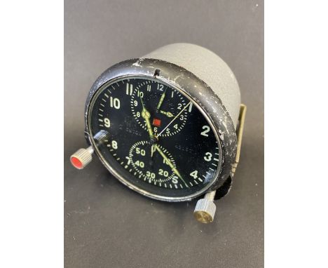 A Russian A4C-1 aircraft clock, based on a Jaeger Le Coultre design, with subsidiary dials for 'Flying Time Mode' and also a 