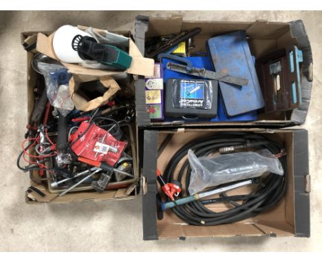 Three boxes of assorted tools etc.