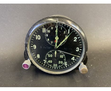 A Russian A4C-1 aircraft clock, based on a Jaeger Le Coultre design, with subsidiary dials for 'Flying Time Mode' and a stop 