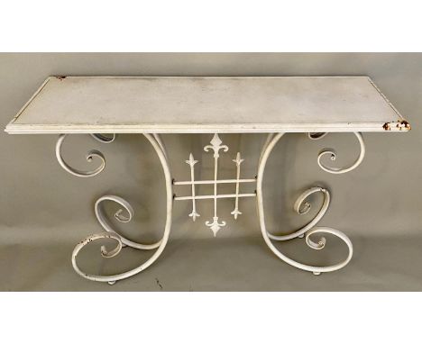 CONSOLE TABLE, 75cm x 110cm x 35cm, French provincial style, aged painted finish. 