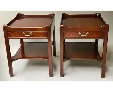 LAMP TABLES, a pair, George III design figured mahogany each with drawer and undertier, 51cm x 61cm x 64cm H. (2) 