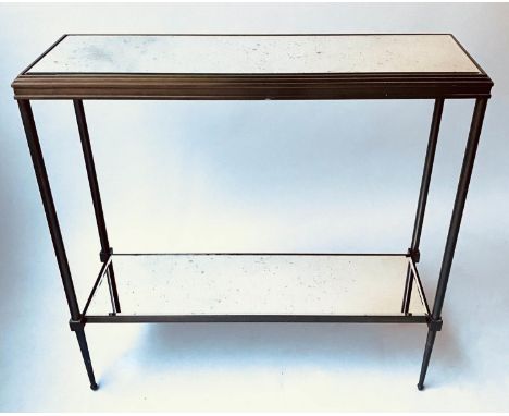 CONSOLE TABLE, Art Deco style, bronze two tier glass 82cm W x 76cm H x 26cm D 