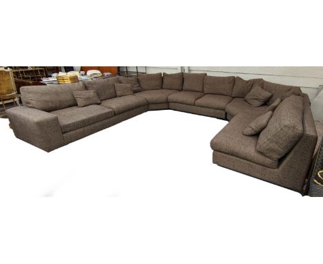 FAMA SECTIONAL SOFA, 340cm x 420cm x 260cm, brown fabric upholstered. 