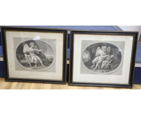 Giovanni Folo after Stefano Tofanelli, pair of engravings, Cupid with a drawn bow and arrow, overall 43 x 50cmCONDITION: Both