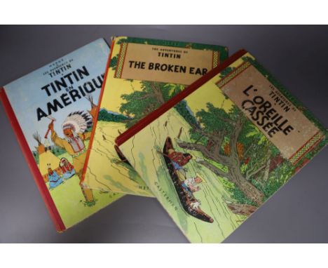 Herge (Remi, George Prosper), Three Works - Les Adventures of Tintin, L'Oreille Casse, pictorial boards, Casterman, Paris 194