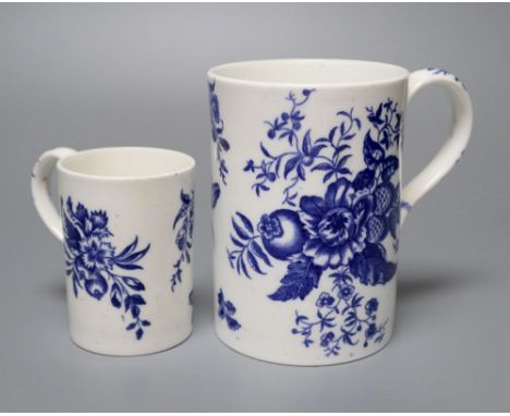 A Worcester style pine cone pattern bone china mug and a similar fruit decorated small mug, late 19th century, 12cm and 8cmCO