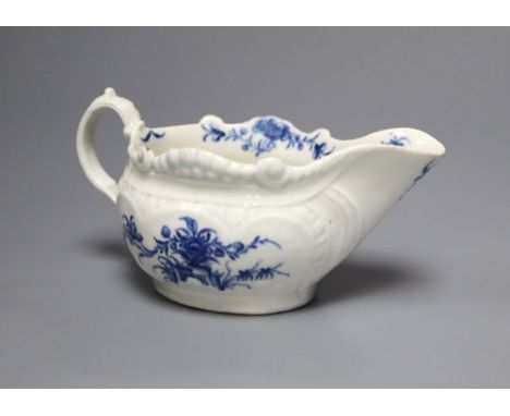 A Worcester Two-Porter Landscape cream boat, c.1765, v