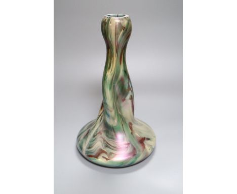 An Art Nouveau wrythen fluted slag glass vase, c.1905, 31cm highCONDITION: Provenance - Andrew Rudebeck collection of glass. 