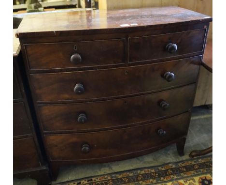 A Regency mahogany bow fronted chest of drawers, width 99cm depth 52cm height 98cm
