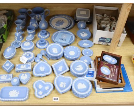 A collection of Wedgwood Jasperware, crested china and Swarovski and other crystal ornaments; Jasperware to include various c