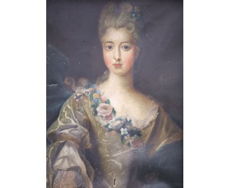 19th century French School, oil on canvas, Portrait of a lady, 64 x 48cmCONDITION: Canvas is not stretched just sitting loose