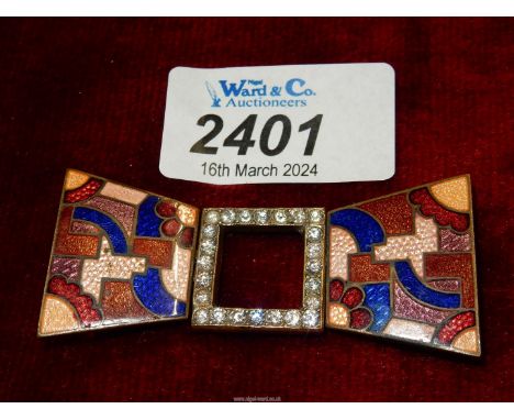A superb Art Deco enamel and paste buckle.