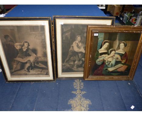Two large engravings by John Young "The boy Diappointed of his Treasure" and The Boy Discovering the Golden Eggs, along with 