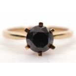 A 9ct black diamond ring, the round brilliant cut diamond, estimated approx. 2.0cts, in a six claw