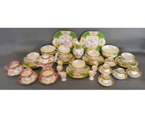 A Mintons Porcelain Tea Service, together with Grosvenor China Coffee Service and a Crescent Part Tea Service 