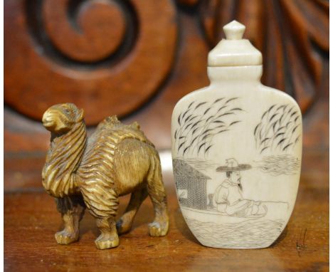 A Late 19th Century or Early 20th Century Chinese Ivory Scent Bottle, together with a Chinese late 19th Century, early 20th C