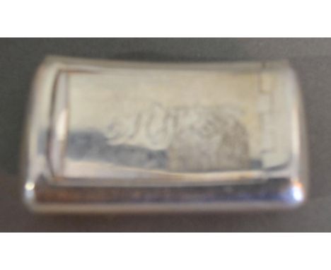 A George III Silver Snuff Box of Curved Form engraved with Initials London 1808, maker's mark WB 