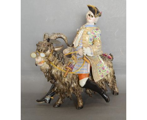 A Meissen Model of Count Bruhl's Tailor, Second Half 19th Century, After The 18th Century Model by J.J. Kandler, decorated in