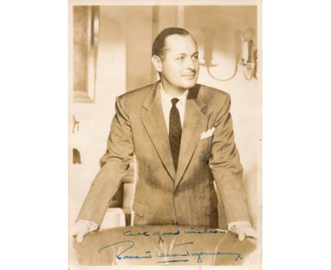 Actor Robert Montgomery signed 7 x 5 inch vintage sepia portrait photo, tiny tear to bottom. Est.