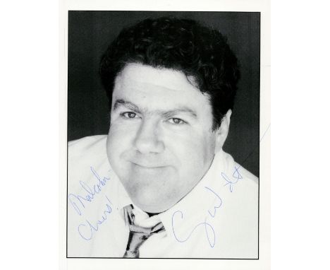 Actor Cheers George Wendt signed 10 x 8 inch portrait photo, dedicated to Malcolm. Est.