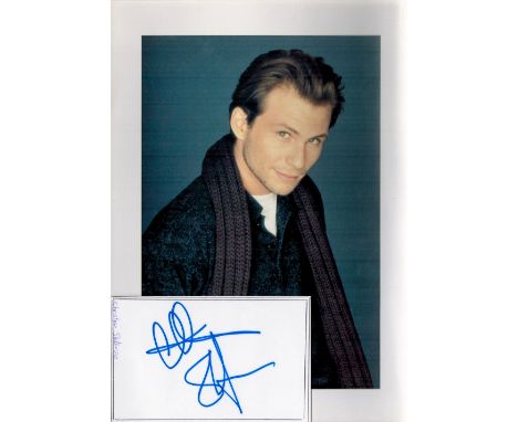 Christian Slater signed album page. Also includes unsigned photo. Slater is an American actor and producer. He made his film 