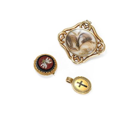 A Small Quantity of Jewellery, comprising of a hair work brooch, the oval locket compartment with hair work to the front and 