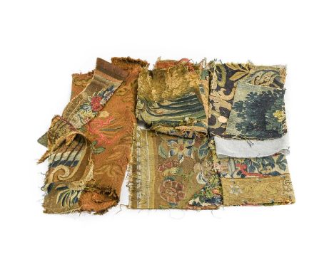 Collection of 17th and 18th Century Tapestry Remnants, comprising eleven of various sizes and designs of primarily floral des