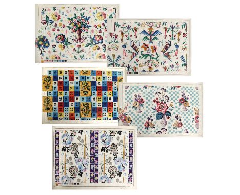 Five Early 20th Century Kent &amp; Dawes Designers Original Wallpaper Design Watercolours on Paper, comprising an example wit