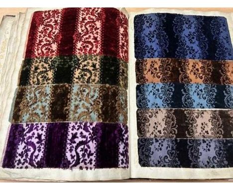 Late 19th Century French Fabric Sample Book, including mainly velvets in luxurious colours of purple, blue, plum, black and c