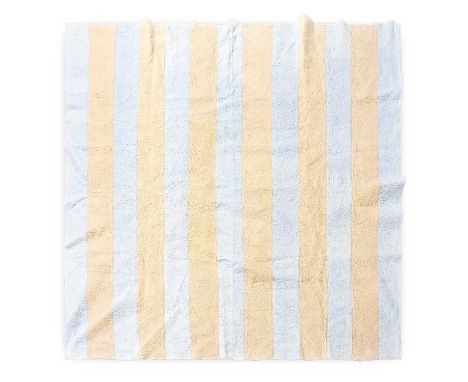 Late 19th Century North Country Strippy Quilt, incorporating pale blue and pale yellow floral sprigged stripes of cotton, han